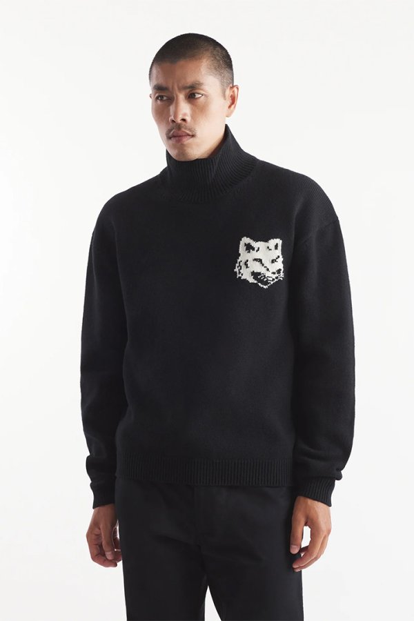 画像4: 【 30%OFF セール63,800円→44,660円】 MAISON KITSUNE メゾンキツネ フォックスヘッド インターシャ コンフォート ハイネック ジャンパー{-BDA} (4)
