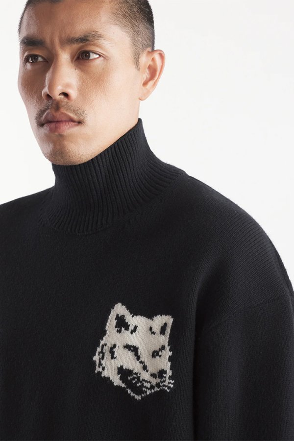画像5: 【 30%OFF セール63,800円→44,660円】 MAISON KITSUNE メゾンキツネ フォックスヘッド インターシャ コンフォート ハイネック ジャンパー{-BDA} (5)