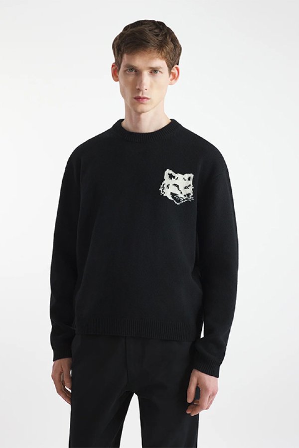 画像4: 【 30%OFF セール61,600円→43,120円】 MAISON KITSUNE メゾンキツネ フォックスヘッド インターシャ コンフォート ジャンパー{-BDA} (4)