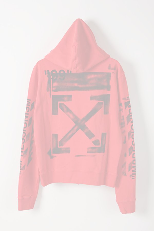 画像2:   Off-white オフホワイト DIAG STENCIL SLIM HOODIE RED BLACK{OMBB034R19003015201-RED-AIS} (2)
