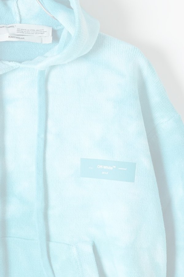 画像2:  {SOLD} Off-white オフホワイト LOGO KNIT HOODIE PETROL{OMHA072R20G730203939-BLU-BJS} (2)