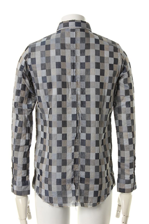 画像2: 【 50%OFF セール26,400円→13,200円】 OURET オーレット 80/1 COTTON MOSAIC CHECK REGULAR COLLAR SHIRT{OR161-1352-45UB-AFS} (2)