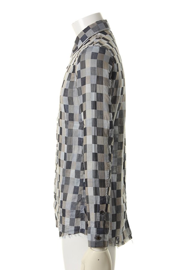 画像3: 【 50%OFF セール26,400円→13,200円】 OURET オーレット 80/1 COTTON MOSAIC CHECK REGULAR COLLAR SHIRT{OR161-1352-45UB-AFS} (3)