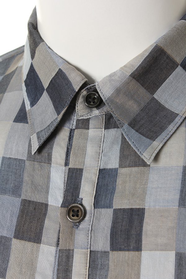 画像4: 【 50%OFF セール26,400円→13,200円】 OURET オーレット 80/1 COTTON MOSAIC CHECK REGULAR COLLAR SHIRT{OR161-1352-45UB-AFS} (4)