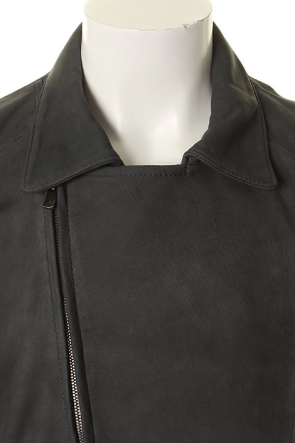 画像4: 【 50%OFF セール132,000円→66,000円】 OURET オーレット OIL SHEEP NUBUCK DOUBLE RIDERS JACKET{-AGA} (4)
