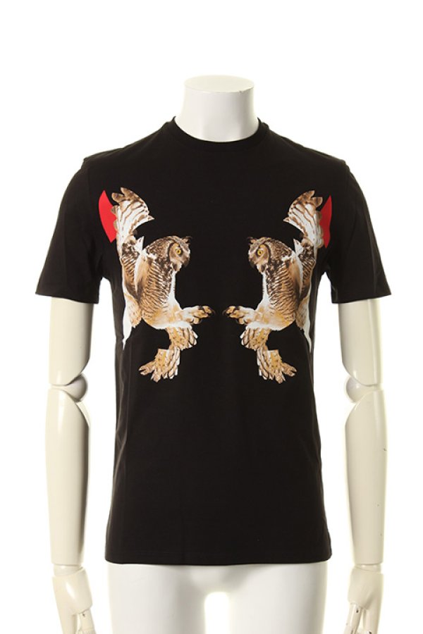 画像1: Neil Barrett ニールバレット MIRRORED MODERNIST OWL T-SHIRT{PBJT182S-E519S-01-AGS} (1)