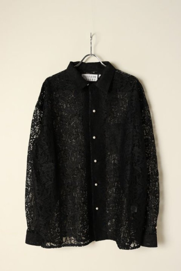 画像1: el conductorH コンダクター FLOWER LACE OPEN COLLAR SHIRT{-BCS} (1)