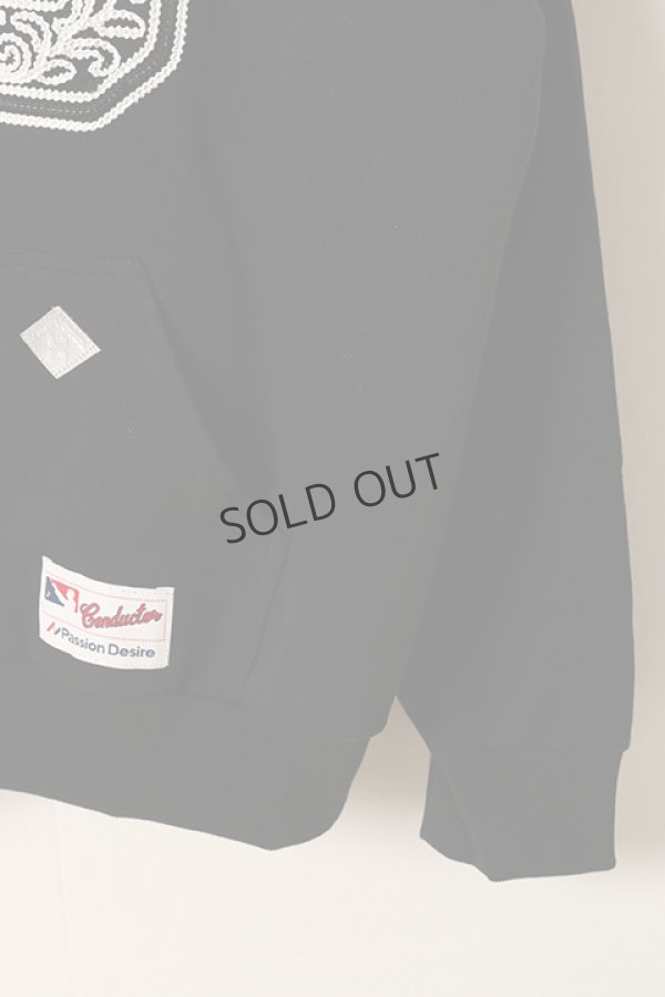 画像4: {SOLD}el conductorH コンダクター CORD EMBROIDERED COTTON HOODED SWEATER TEAM{-BDS} (4)