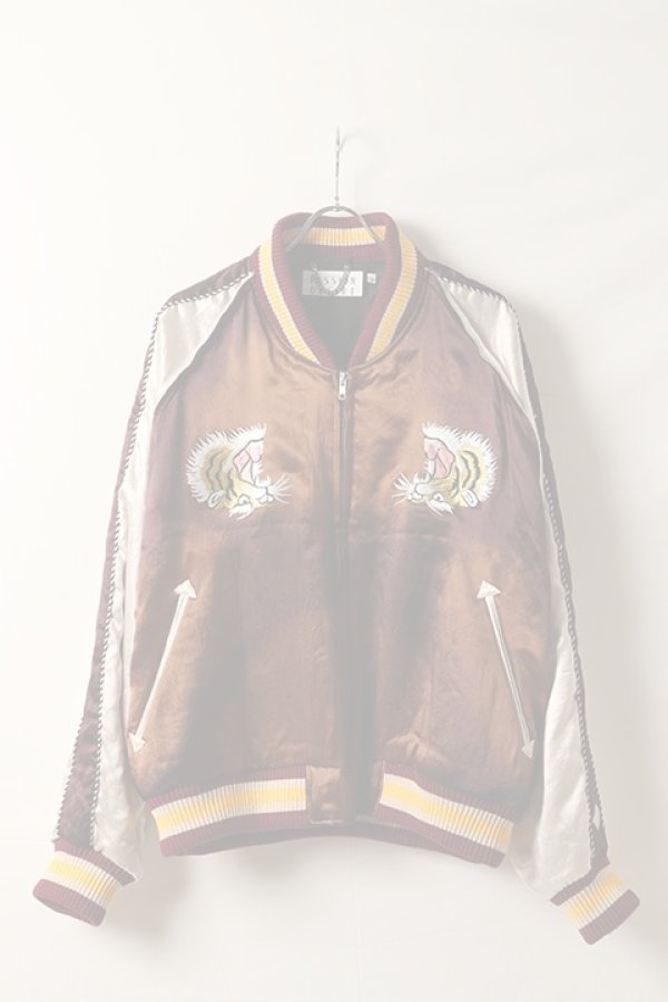 画像1:   el conductorH コンダクター UPSIDE DOWN TIGER EMBROIDERED AGED SOURVENIR JKT{-BDS} (1)