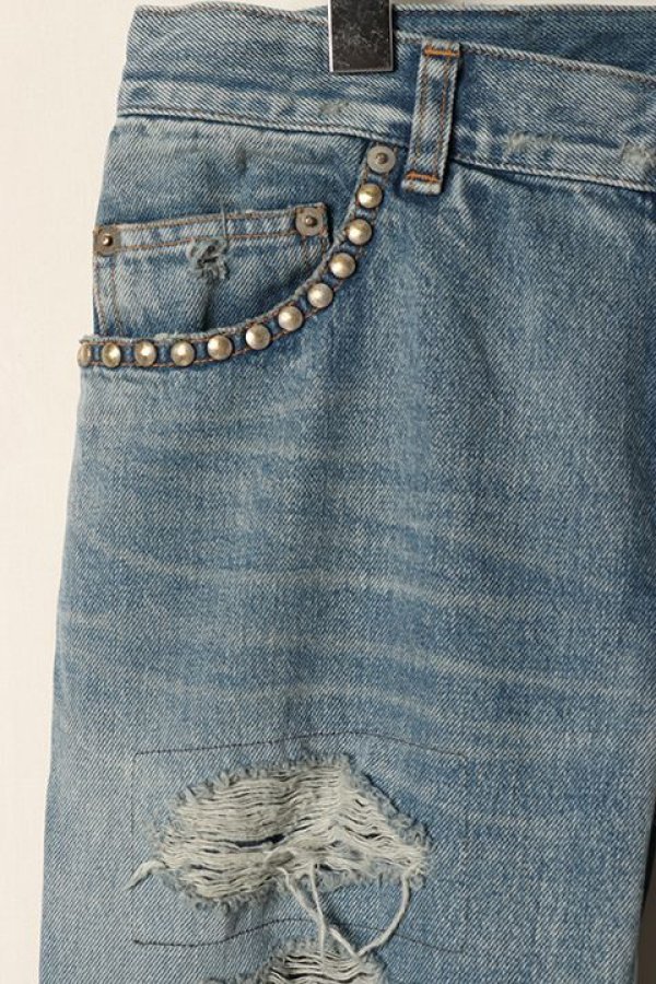 画像2: 【 30%OFF セール86,900円→60,830円】 el conductorH コンダクター HARDCORE DESTROYED FLARE JEAN TROUSERS{-BDS} (2)
