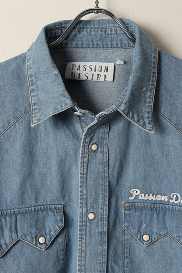 画像2: el conductorH コンダクター DISTRESSED DENIM COWBOY SHIRT{-BDS} (2)