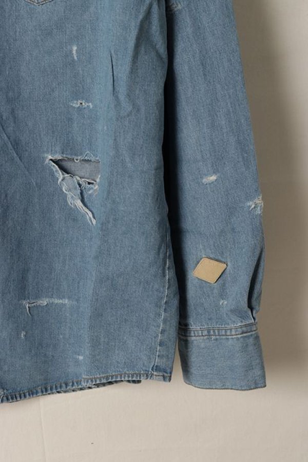 画像4: el conductorH コンダクター DISTRESSED DENIM COWBOY SHIRT{-BDS} (4)