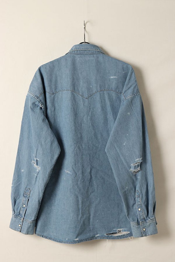 画像5: el conductorH コンダクター DISTRESSED DENIM COWBOY SHIRT{-BDS} (5)