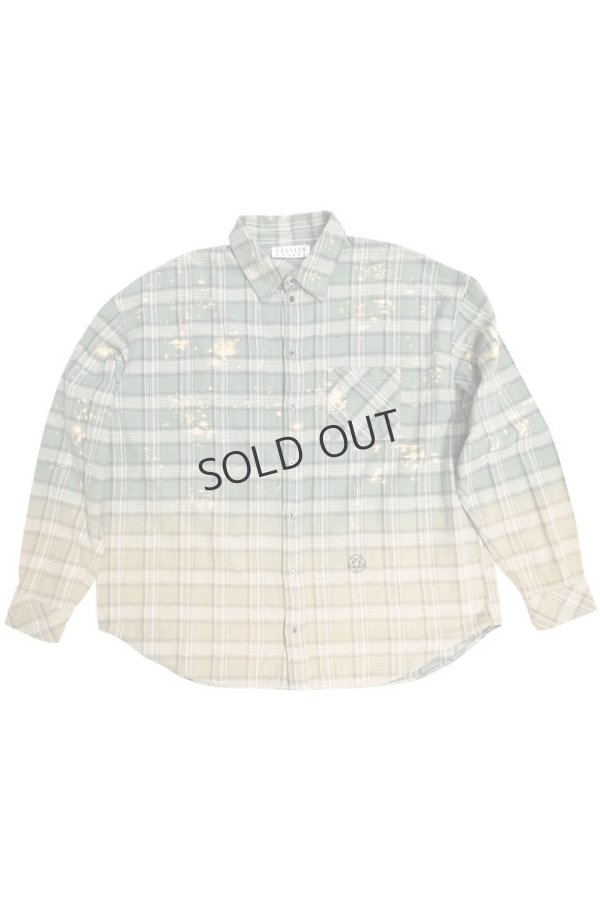 画像1: COTTON FLANNEL CHECK BLEACH SHIRT{-BFS} (1)