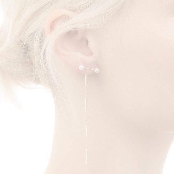 画像2:   Hirotaka ヒロタカ Toggle W Pearl Chain Pierce{-BJA} (2)