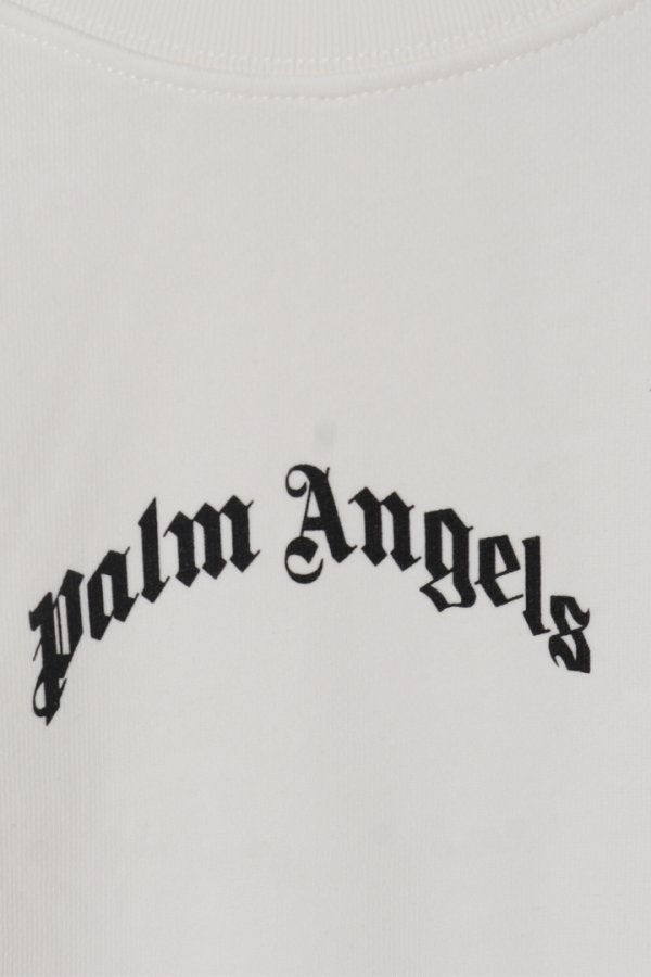 画像3: Palm Angels パームエンジェルス Curved Logo crewneck Sweatshirt{PMBA080S25FLE0010310-BES} (3)