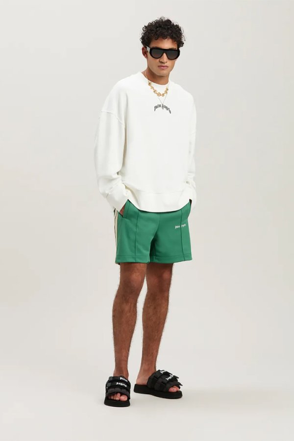 画像7: Palm Angels パームエンジェルス Curved Logo crewneck Sweatshirt{PMBA080S25FLE0010310-BES} (7)