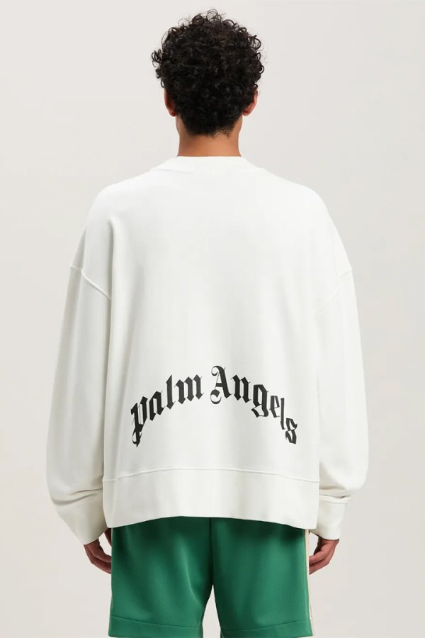 画像10: Palm Angels パームエンジェルス Curved Logo crewneck Sweatshirt{PMBA080S25FLE0010310-BES} (10)