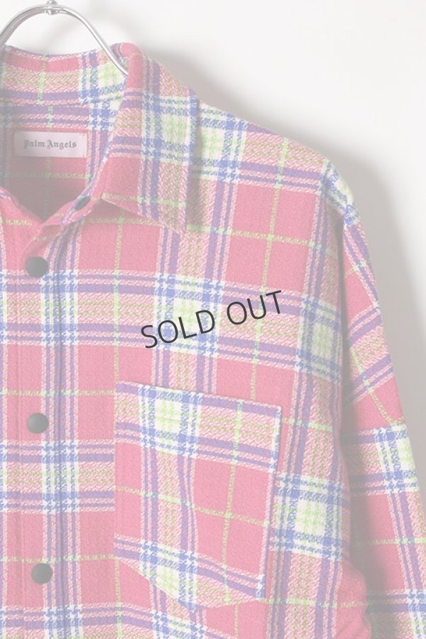 画像4: {SOLD}Palm Angels パームエンジェルス PINK TARTAN OVER LOGO SHIRT{-AIS} (4)