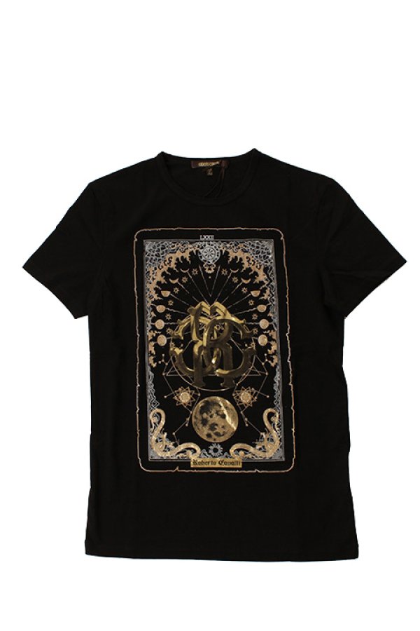 画像1: Roberto Cavalli ロベルトカヴァリ T-SHIRT RC{RC-201706-09-BLK-AGS} (1)