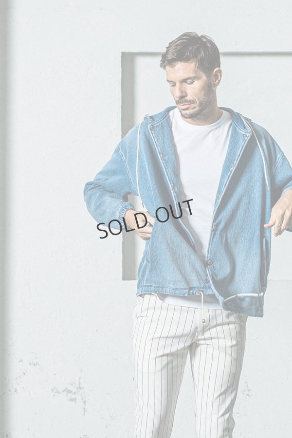 画像2: {SOLD}RESOUND CLOTHING リサウンドクロージング DENIM JERSEY coach hoodie{-BES} (2)