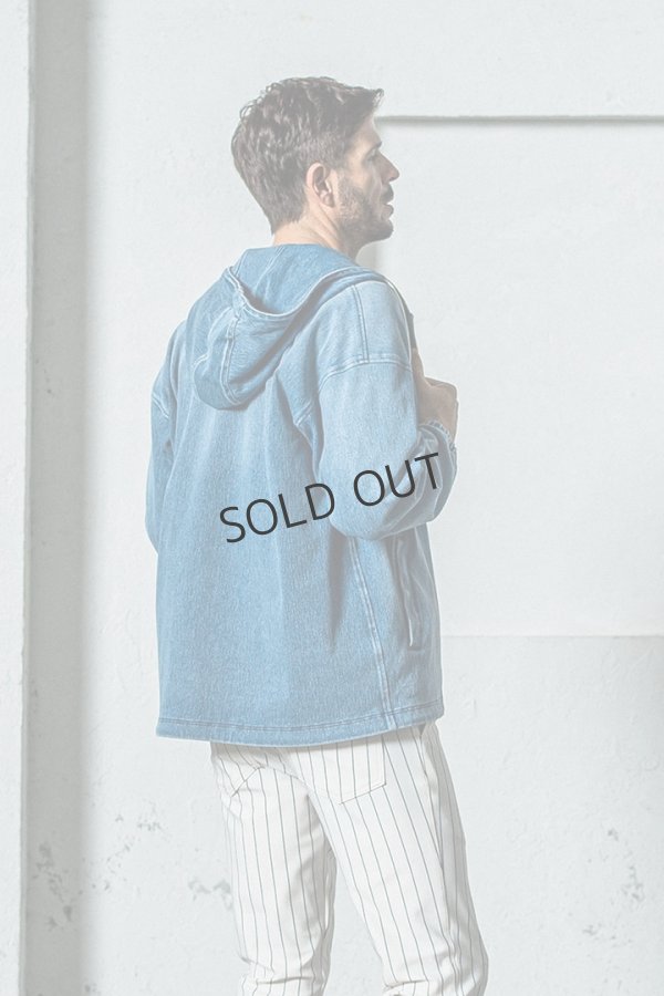 画像3: {SOLD}RESOUND CLOTHING リサウンドクロージング DENIM JERSEY coach hoodie{-BES} (3)