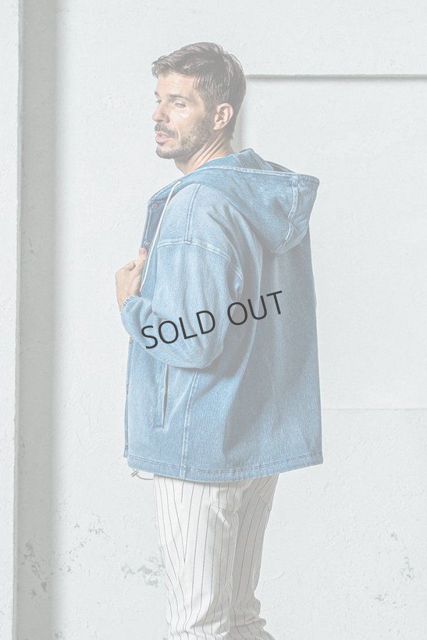 画像4: {SOLD}RESOUND CLOTHING リサウンドクロージング DENIM JERSEY coach hoodie{-BES} (4)