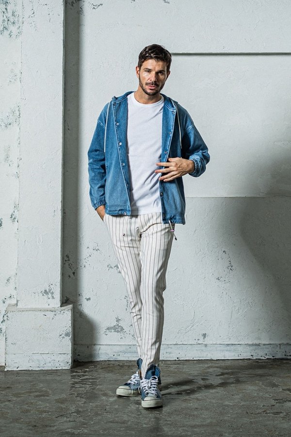 画像5: RESOUND CLOTHING リサウンドクロージング DENIM JERSEY coach hoodie{-BES} (5)