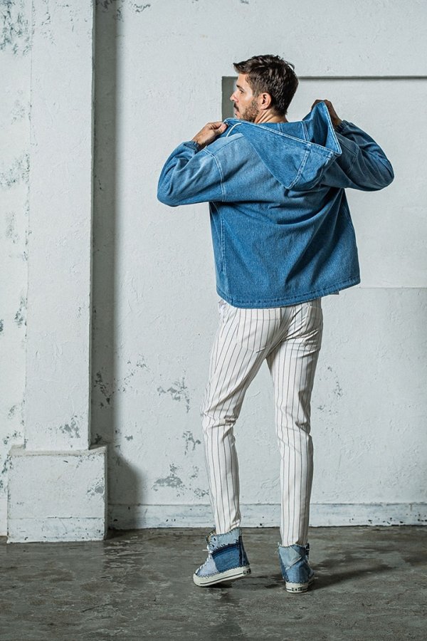 画像6: RESOUND CLOTHING リサウンドクロージング DENIM JERSEY coach hoodie{-BES} (6)