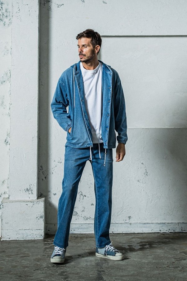 画像8: RESOUND CLOTHING リサウンドクロージング DENIM JERSEY coach hoodie{-BES} (8)