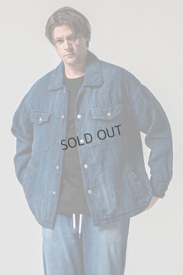 画像1: {SOLD}RESOUND CLOTHING リサウンドクロージング Indigo linen jack shirts{-BFS} (1)