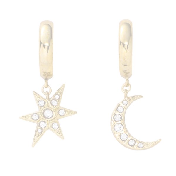 画像1:  {SOLD} ADER.bijoux アデルビジュー MOON&STAR hoop pierce (gold){-AHA} (1)