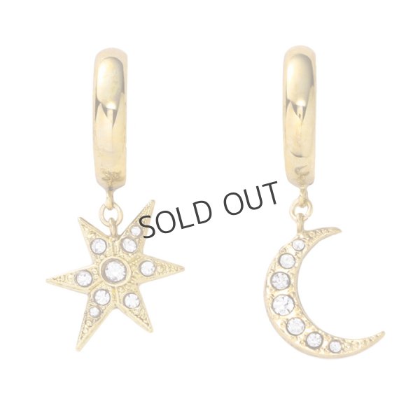 画像1: {SOLD}ADER.bijoux アデルビジュー MOON&STAR hoop pierce (gold){-AHA} (1)