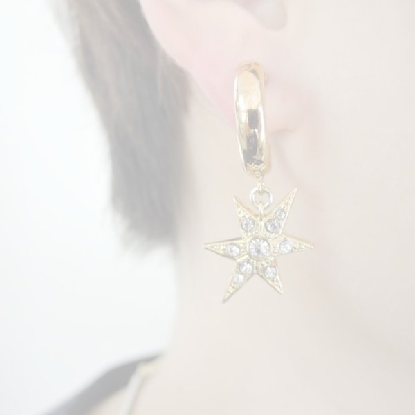 画像3:  {SOLD} ADER.bijoux アデルビジュー MOON&STAR hoop pierce (gold){-AHA} (3)