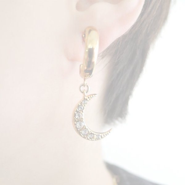 画像4:  {SOLD} ADER.bijoux アデルビジュー MOON&STAR hoop pierce (gold){-AHA} (4)