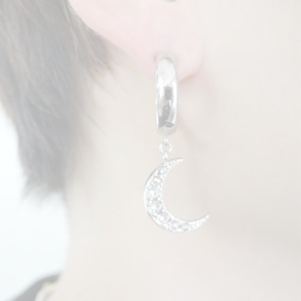 画像2:  {SOLD} ADER.bijoux アデルビジュー MOON&STAR hoop pierce (silver){-AHA} (2)