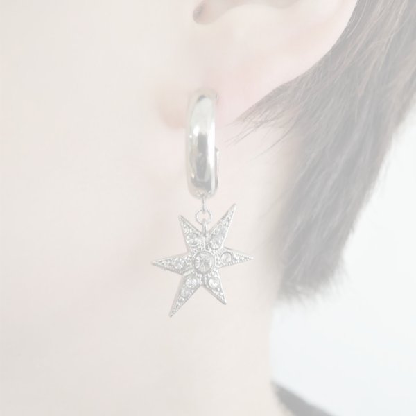 画像3:  {SOLD} ADER.bijoux アデルビジュー MOON&STAR hoop pierce (silver){-AHA} (3)