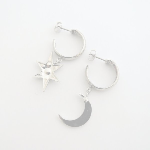 画像4:  {SOLD} ADER.bijoux アデルビジュー MOON&STAR hoop pierce (silver){-AHA} (4)