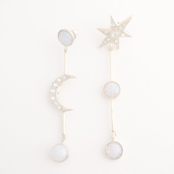 画像2:  {SOLD} ADER.bijoux アデルビジュー MOON&STAR cabochon pierce{-AIA} (2)