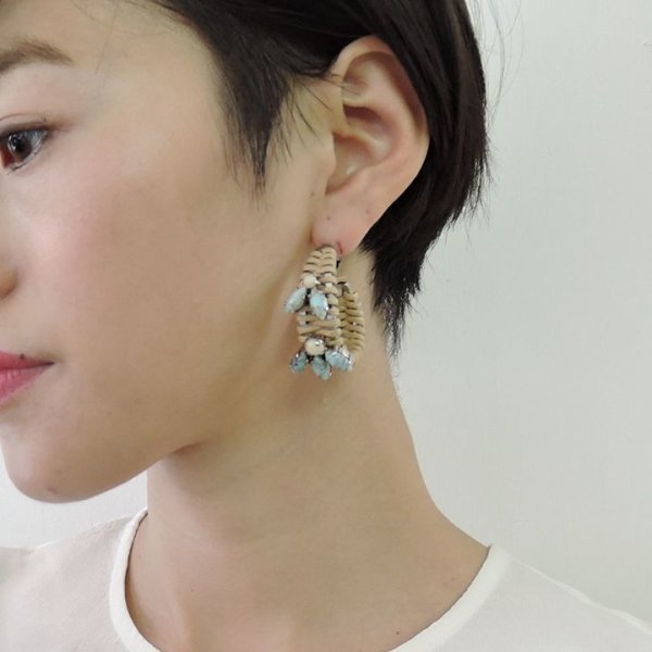 画像4: 【 50%OFF セール28,600円→14,300円】 ADER.bijoux アデルビジュー TROPIC rattan pierce{-AIS} (4)