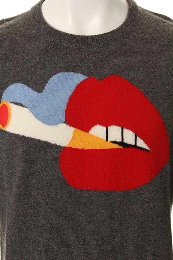 画像4: 【 50%OFF セール324,500円→162,250円】 lucien pellat-finet ルシアン ペラフィネ INTARSIA RIP ROUND NECK{-AGA} (4)