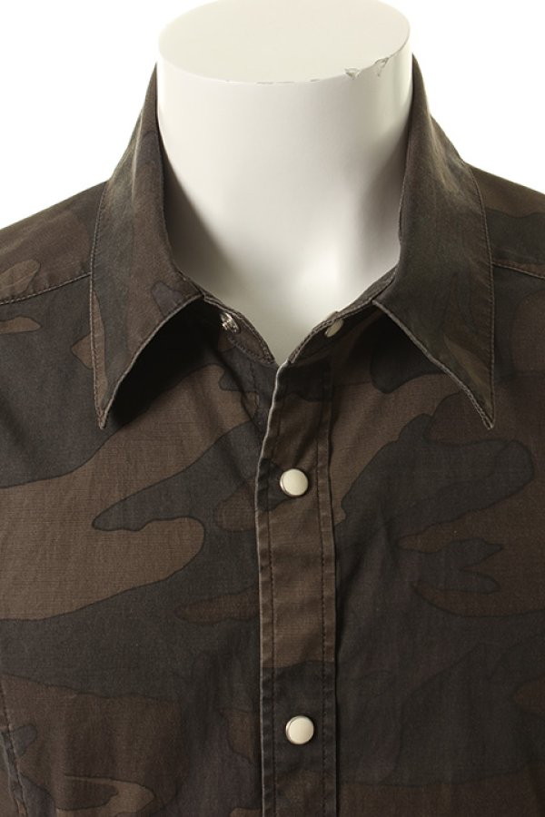 画像4: ▽ 70%OFF アウトレットセールセール31,900円→9,570円▽ AKM エイケイエム STRETCH SATIN CAMOPRINT shirts S/S{-AES} (4)