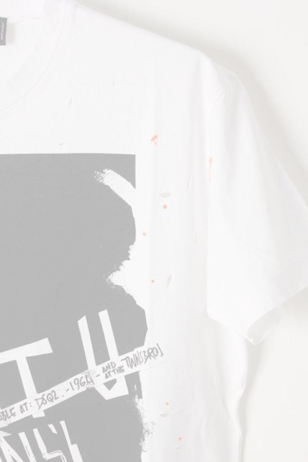 画像4:   DSQUARED2 ディースクエアード Contrast Print White T-Shirt{-AIA} (4)