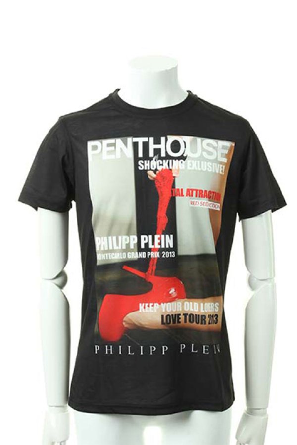 画像1: PHILIPP PLEIN HOMME フィリッププレインオム t-shirt penthouse naked{SS13-HM9201-BLK-ACS} (1)