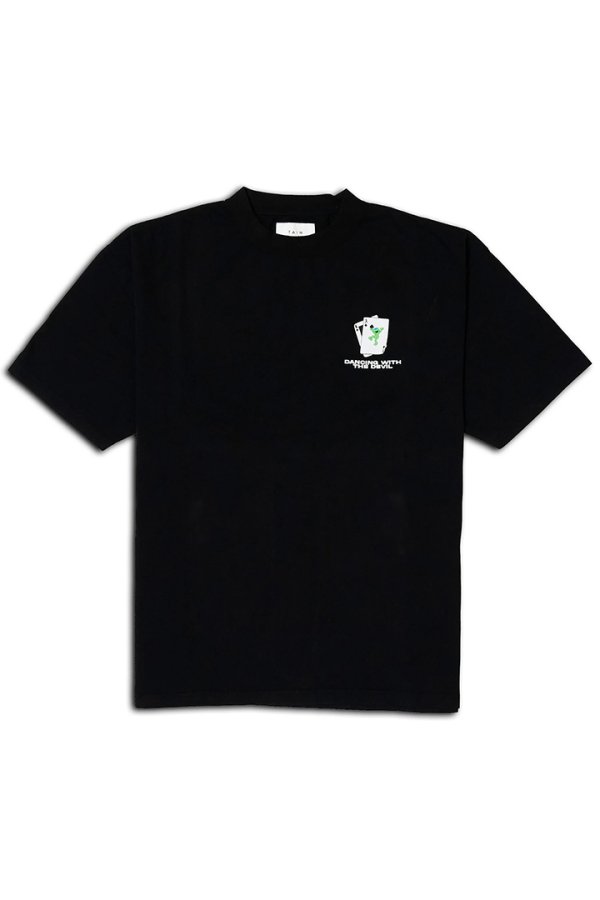 画像1: 【 20%OFF セール14,300円→11,440円】 TAIN DOUBLE PUSH タインダブルプッシュ DANCING WITH THE DEVIL SHORT SLEEVE T-SHIRTS{-BEA} (1)