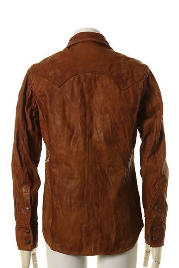 画像2: 【 50%OFF セール107,800円→53,900円】 TMT ティーエムティー TANNING COWLEATHER GARMENT DYE SHIRTS{-AGA} (2)