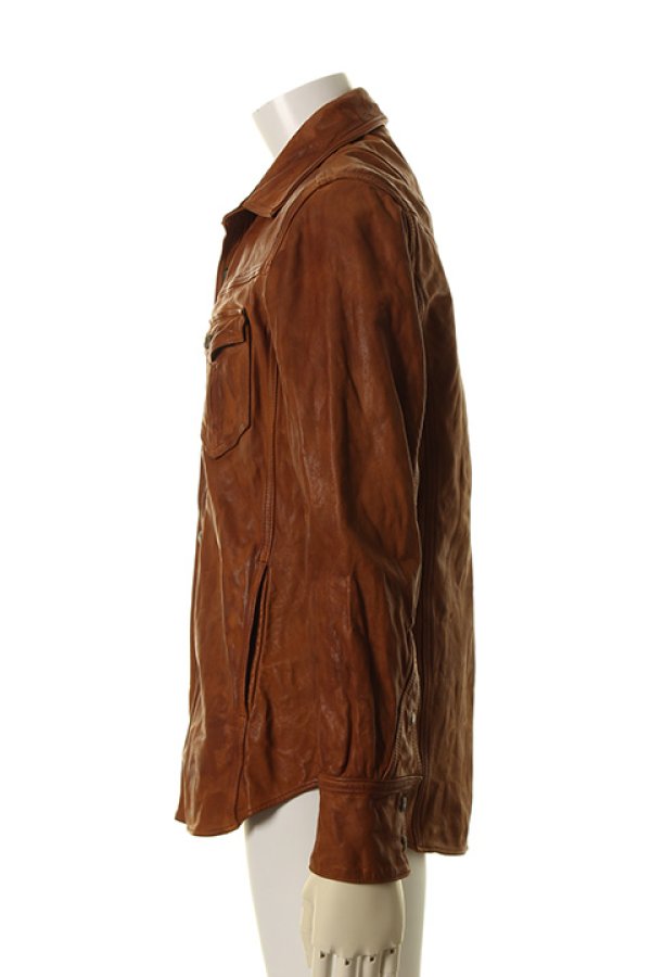 画像3: 【 50%OFF セール107,800円→53,900円】 TMT ティーエムティー TANNING COWLEATHER GARMENT DYE SHIRTS{-AGA} (3)