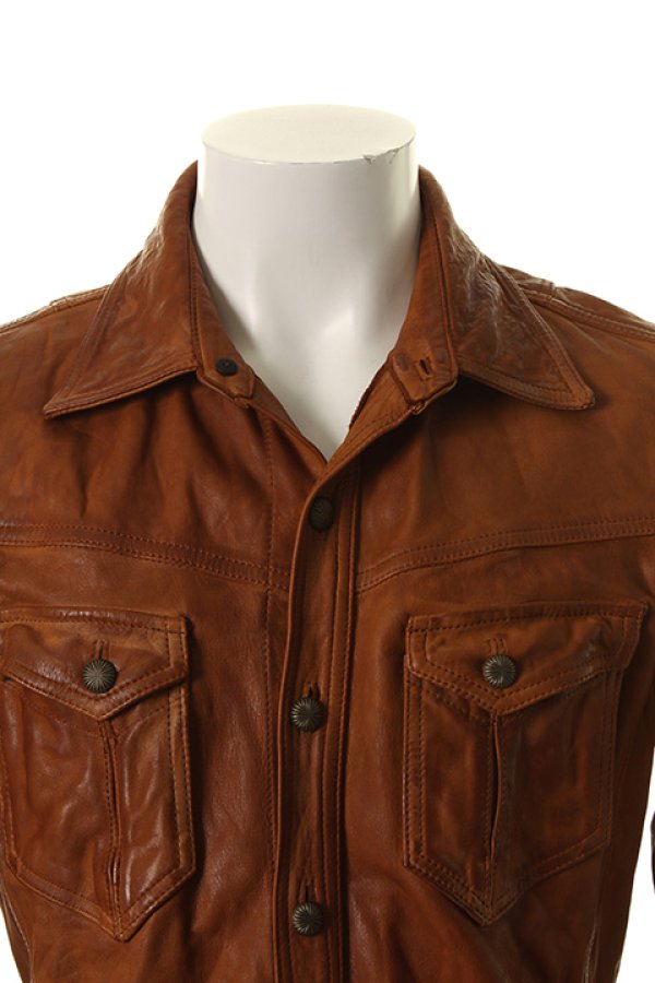 画像4: 【 50%OFF セール107,800円→53,900円】 TMT ティーエムティー TANNING COWLEATHER GARMENT DYE SHIRTS{-AGA} (4)