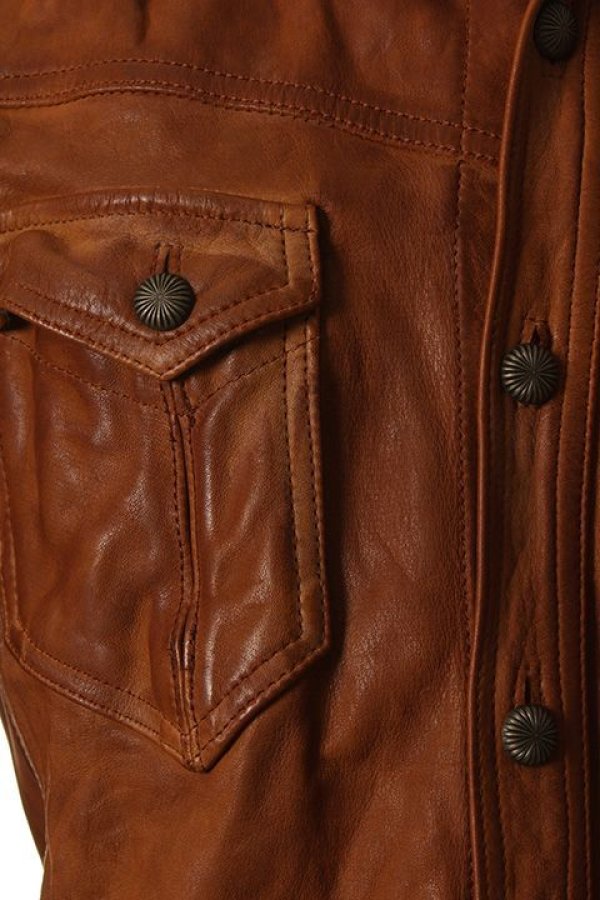 画像5: 【 50%OFF セール107,800円→53,900円】 TMT ティーエムティー TANNING COWLEATHER GARMENT DYE SHIRTS{-AGA} (5)
