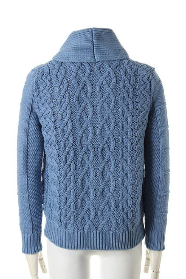 画像2: 【 50%OFF セール42,900円→21,450円】 TMT ティーエムティー WASHED INDIGO CABLE CARDIGAN{TKN-F1501-INDLIT-AEA} (2)